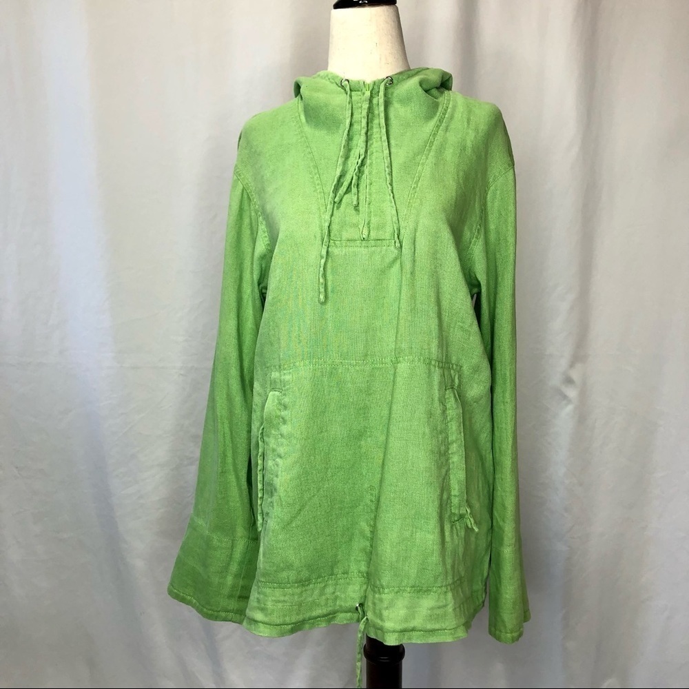 Calvin Klein green linen 1/4 zip pullover hoodie 4